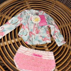 Ruffle Butts Flamingo and Palm Baby Outfit